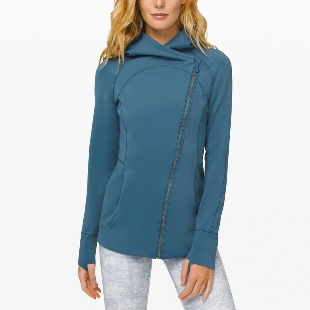 EUC Lululemon Every Journey Hoodie Spacer In Petrol Blue - Size 8 - Picture 1 of 12